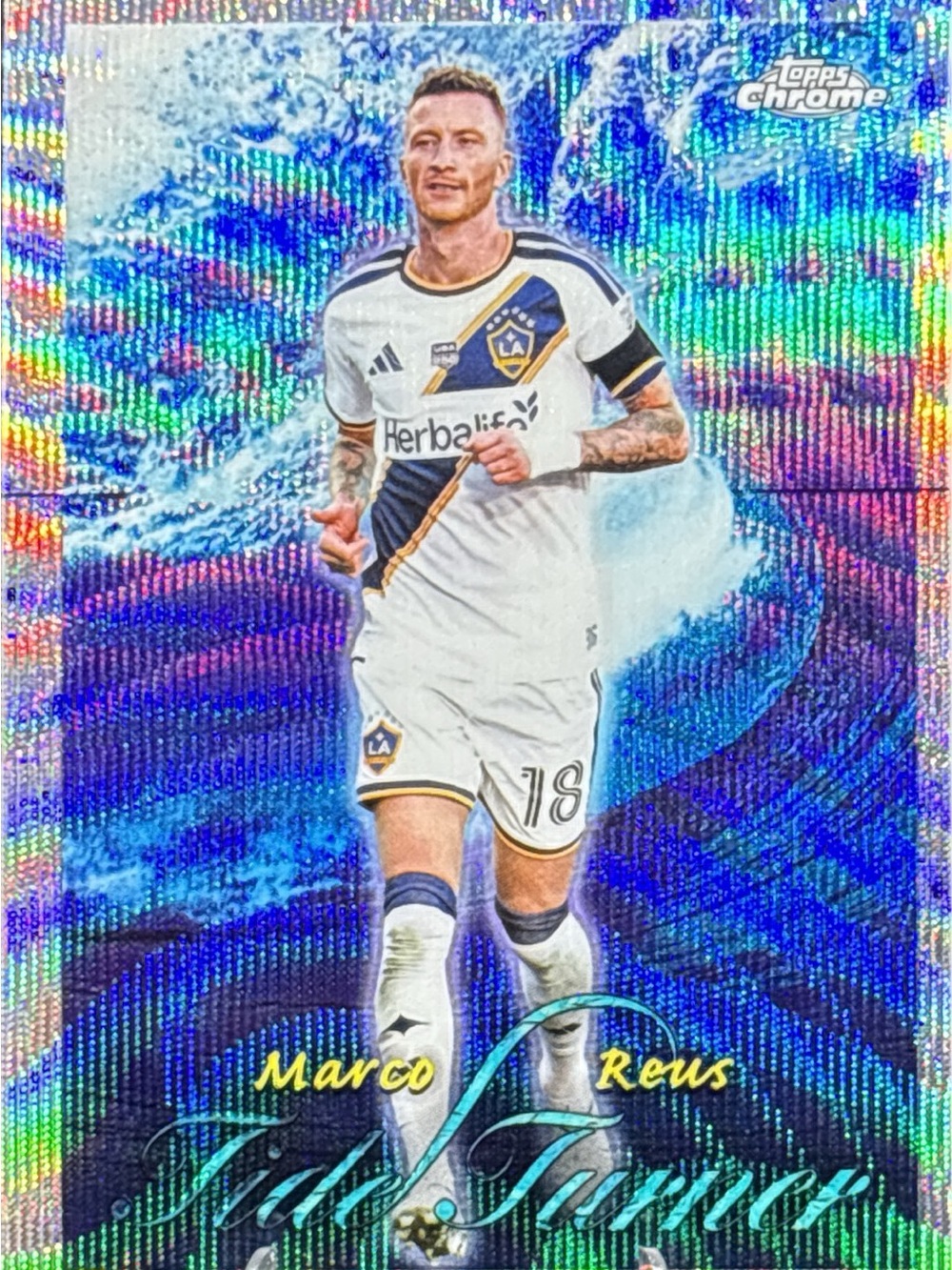 Topps Chrome Marco Reus LA Galaxy Blue Aqua Holo Soccer Trading Card